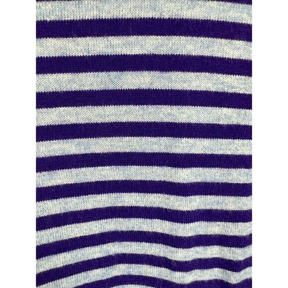 TALBOTS blue violet striped wool blend sweater pullover button flared sleeve S - Picture 4 of 7